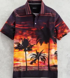 Bugatchi Sunset Palms Short Sleeve Polo Shirt