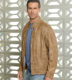 Patrick James Vintage Washed Lambskin Leather Jacket