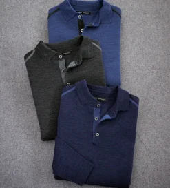 Robert Barakett Renton Wool Long Sleeve Polo Shirt