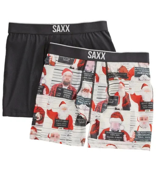Saxx Bad Santas & Solid Black Volt 2-Pack Boxer Briefs